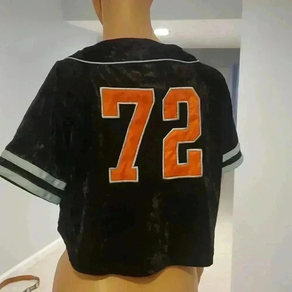 Pony velvet cropped baseball jersey - Picture 5 of 7